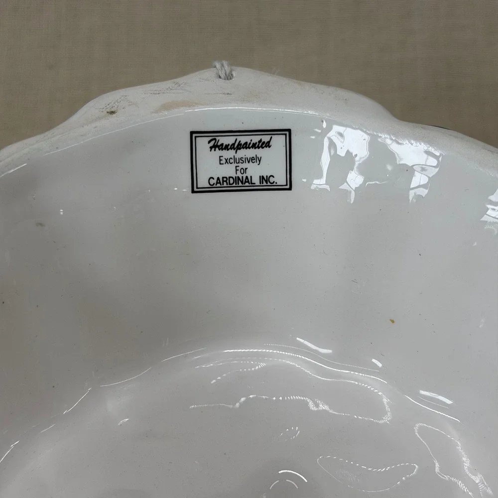 Vintage Blue White Hanging Ceramic Molds Pair Fruit Kitchen Wall Plate Decor